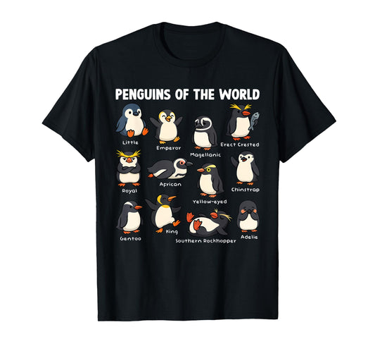 Penguin Sea Animals of The World Kawaii Zoo Bird Lovers T-Shirt