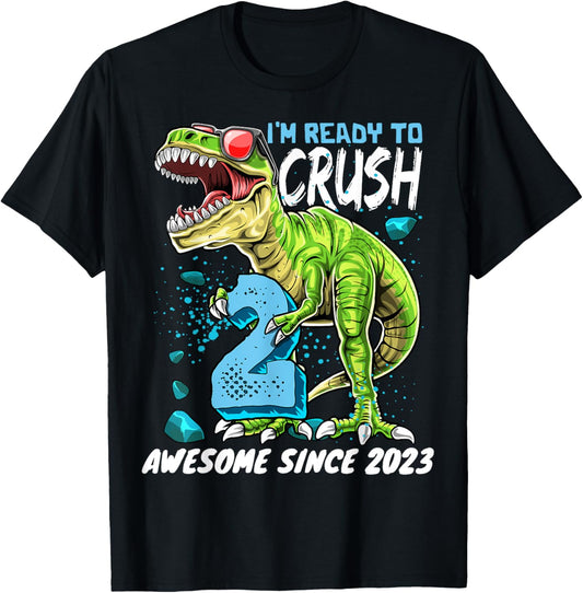 2nd Birthday T Rex Dinosaur Party Boys Rawr I'm 2 T-Shirt