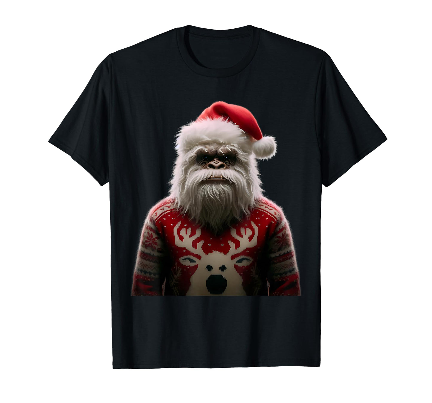 Yeti With Santa Hat Christmas Abominable Snowman Xmas Lover T-Shirt