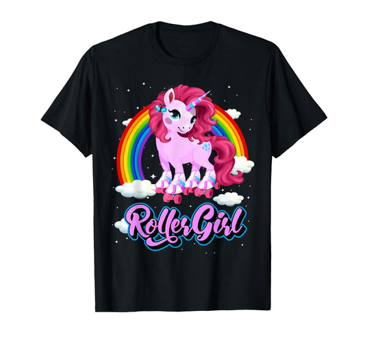 70s 80s Roller Girl Vintage Skating Unicorn T-Shirt
