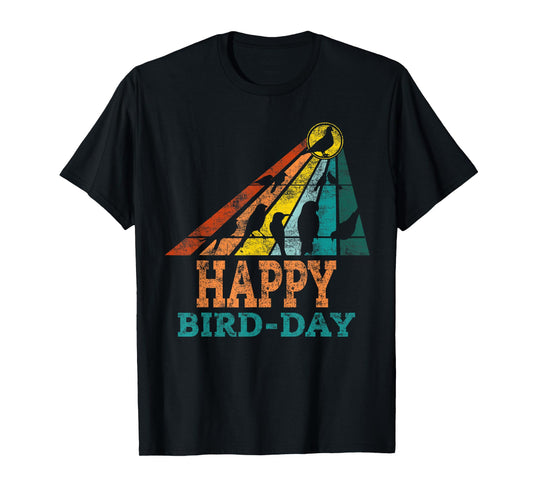 Retro Vintage Bird Watcher Happy Bird Day Funny Birthday T-Shirt
