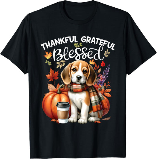 Thankful Grateful Blessed Beagle Dog Happy Fall Y'all Autumn T-Shirt