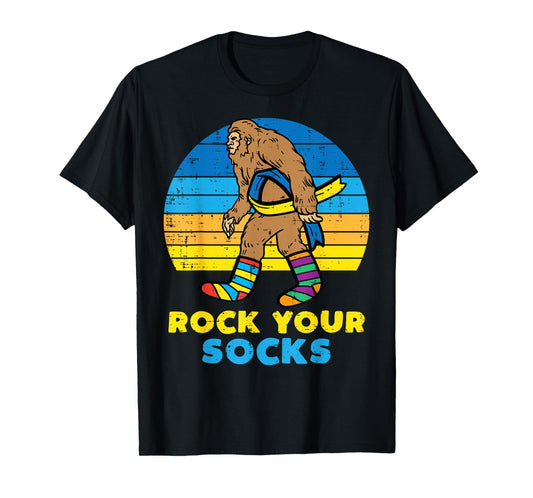 Down Syndrome Bigfoot Rock Your Socks Awareness Sasquatch T-Shirt