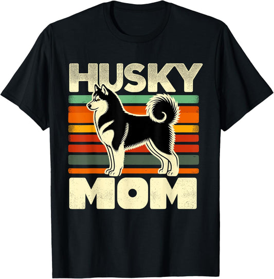 Retro Husky Mom Dog Mother Pet Siberian Huskies Mama T-Shirt