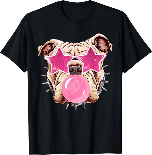 Bulldogs Preppy Mascot Blowing Bubble Bulldogs Mama Girly T-Shirt