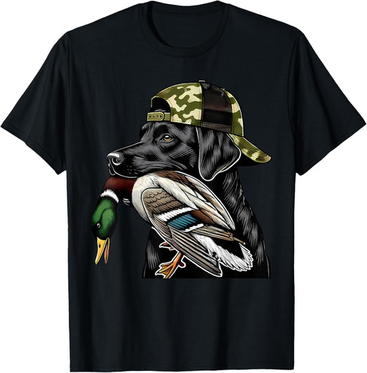 Labrador Hunting Dog With Duck Hello Hunting Season T-Shirt