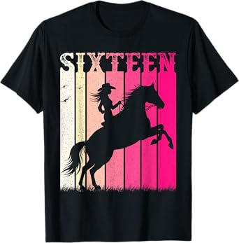 Rodeo 16th Birthday Cowgirl Girls 16 Year Old Horse Western T-Shirt