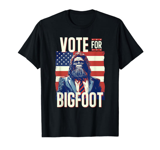 Bigfoot for President Election Vote Sasquatch USA Flag 2024 T-Shirt