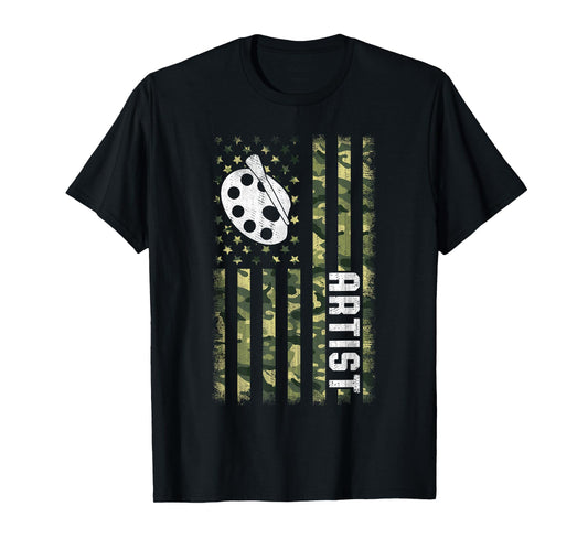 Camo American Flag USA Camouflage Patriotic Artist T-Shirt