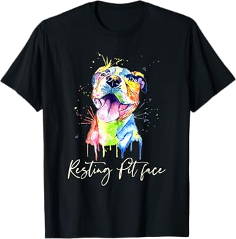 Resting Pit Face Pitbull Watercolor Dog Lovers Gift T-Shirt