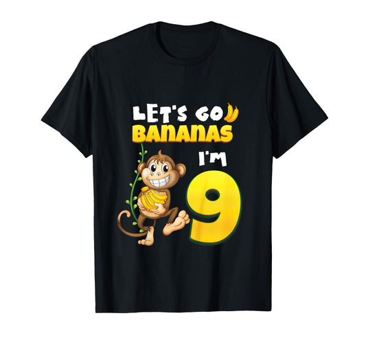 Let's Go Bananas I'm 9 Zoo Animal Jungle Safari 9th Birthday T-Shirt