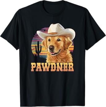 Pawdner Cowboy Hat Western Golden Retriever Dog Mom T-Shirt