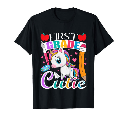 First Grade Cutie - First Day Of School Student Unicorn T-Shirt