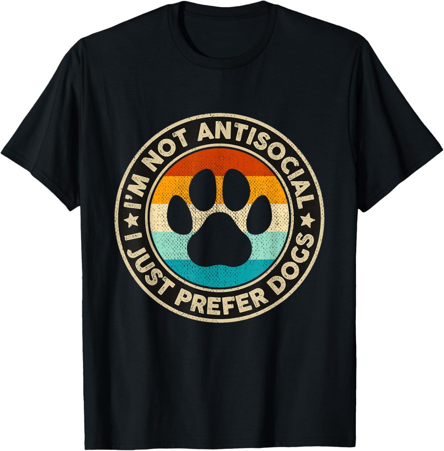 Retro Vintage I’m Not Antisocial I Just Prefer Dogs T-Shirt