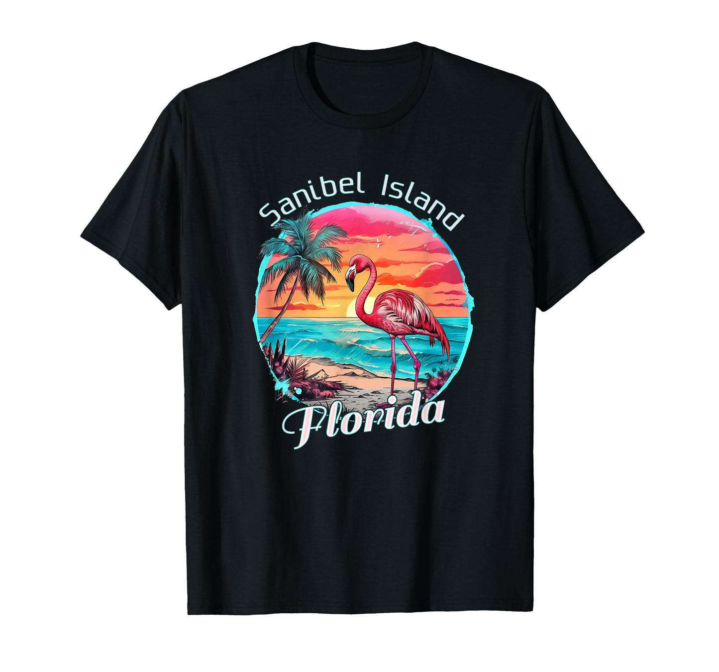 Sanibel Island Florida Beach Flamingo Tropical Souvenir T-Shirt for Men Women Girls Kids