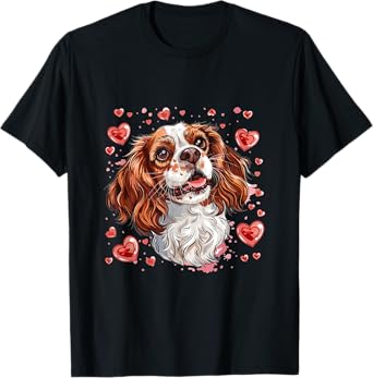 Cavalier King Charles Spaniel Hearts Dog Breed Graphic T-Shirt