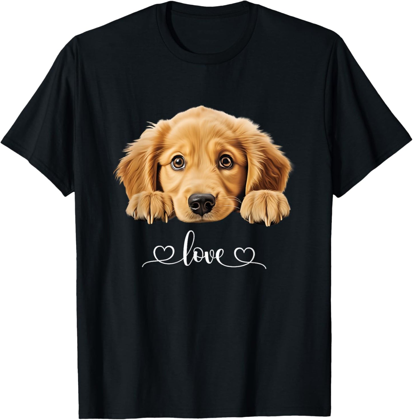 Cute Dog Graphic Love Golden Retriever Puppy Dog T-Shirt