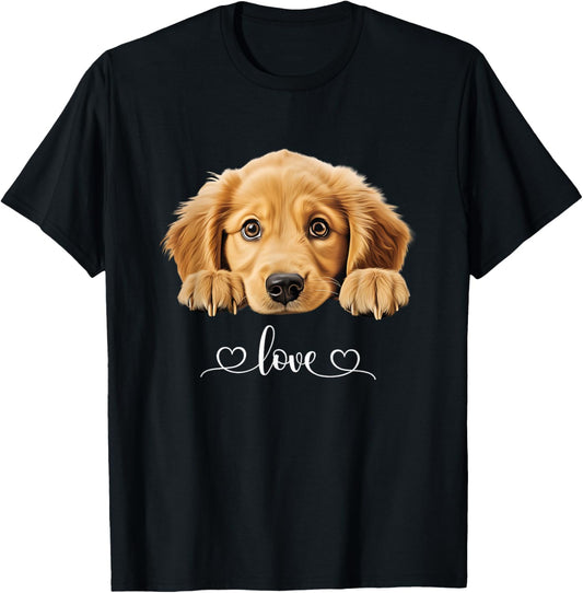 Cute Dog Graphic Love Golden Retriever Puppy Dog T-Shirt
