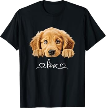 Cute Dog Graphic Love Golden Retriever Puppy Dog T-Shirt for Men Women