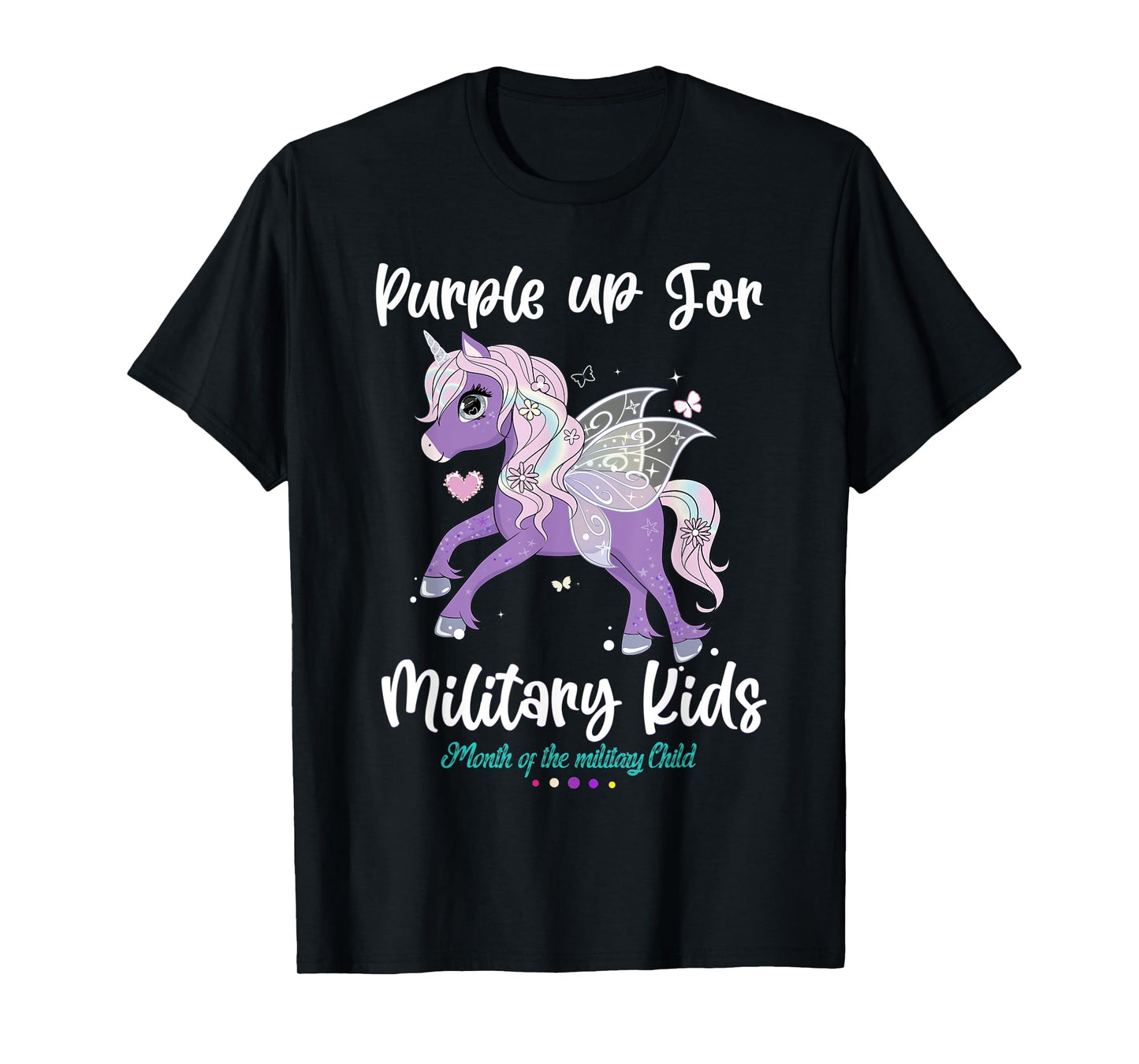 Unicorn Purple up Day For military kids CHILD Purple Up 2022 T-Shirt