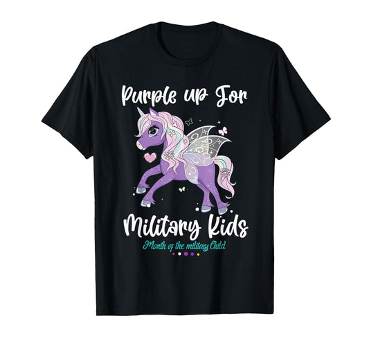 Unicorn Purple up Day For military kids CHILD Purple Up 2022 T-Shirt