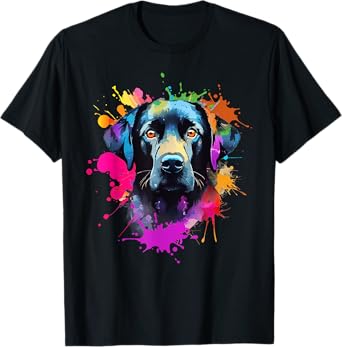 Colourful Labrador Black Retriever Lab Splash Paint Art T-Shirt