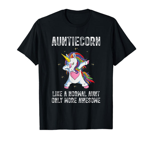 Auntiecorn Dabbing Unicorn Mother's Day 2023 Auntie Awesome T-Shirt