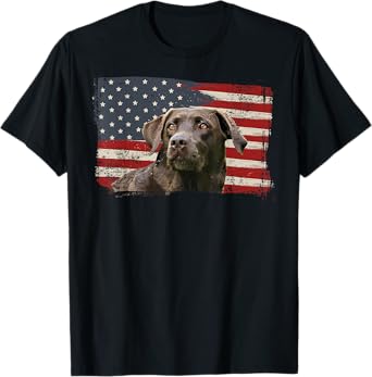 Patriotic USA Flag Black Labrador gift for Lab Owners T-Shirt for Women Men