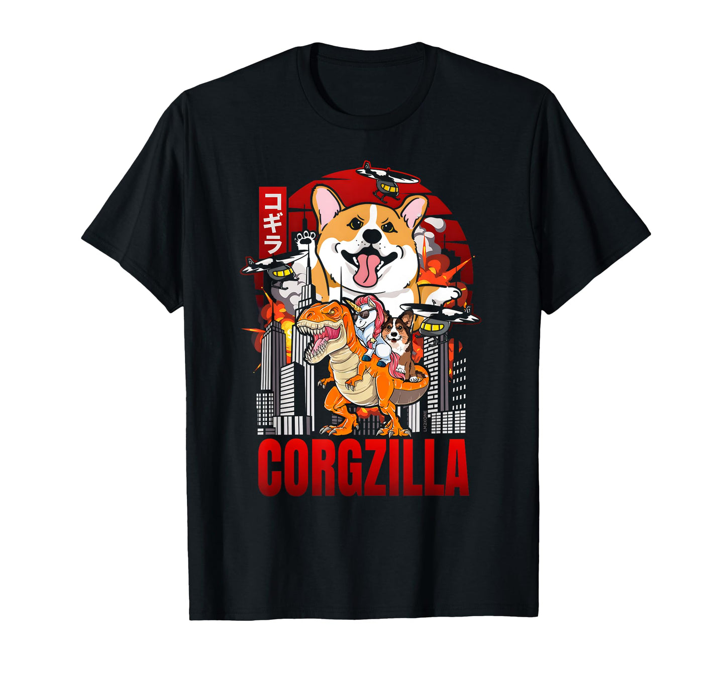 Funny Japanese Corgzilla Unicorn Funny Dog Corgi Lovers Men Women Kids T-Shirt