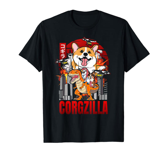 Funny Japanese Corgzilla Unicorn Funny Dog Corgi Lovers Men Women Kids T-Shirt