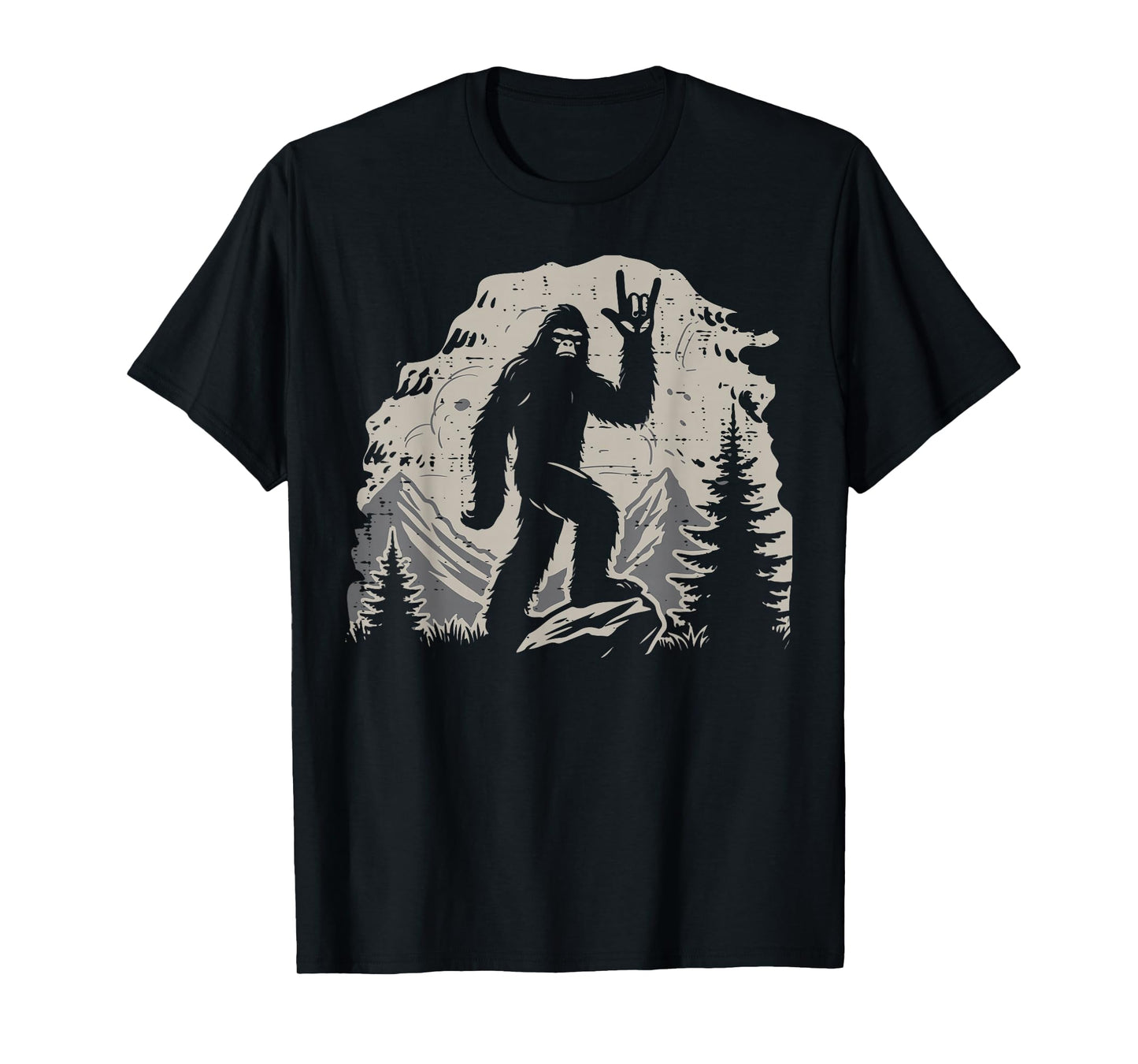 Bigfoot Rock Hand Cool Sasquatch Rocker Men Boys Kids Women T-Shirt