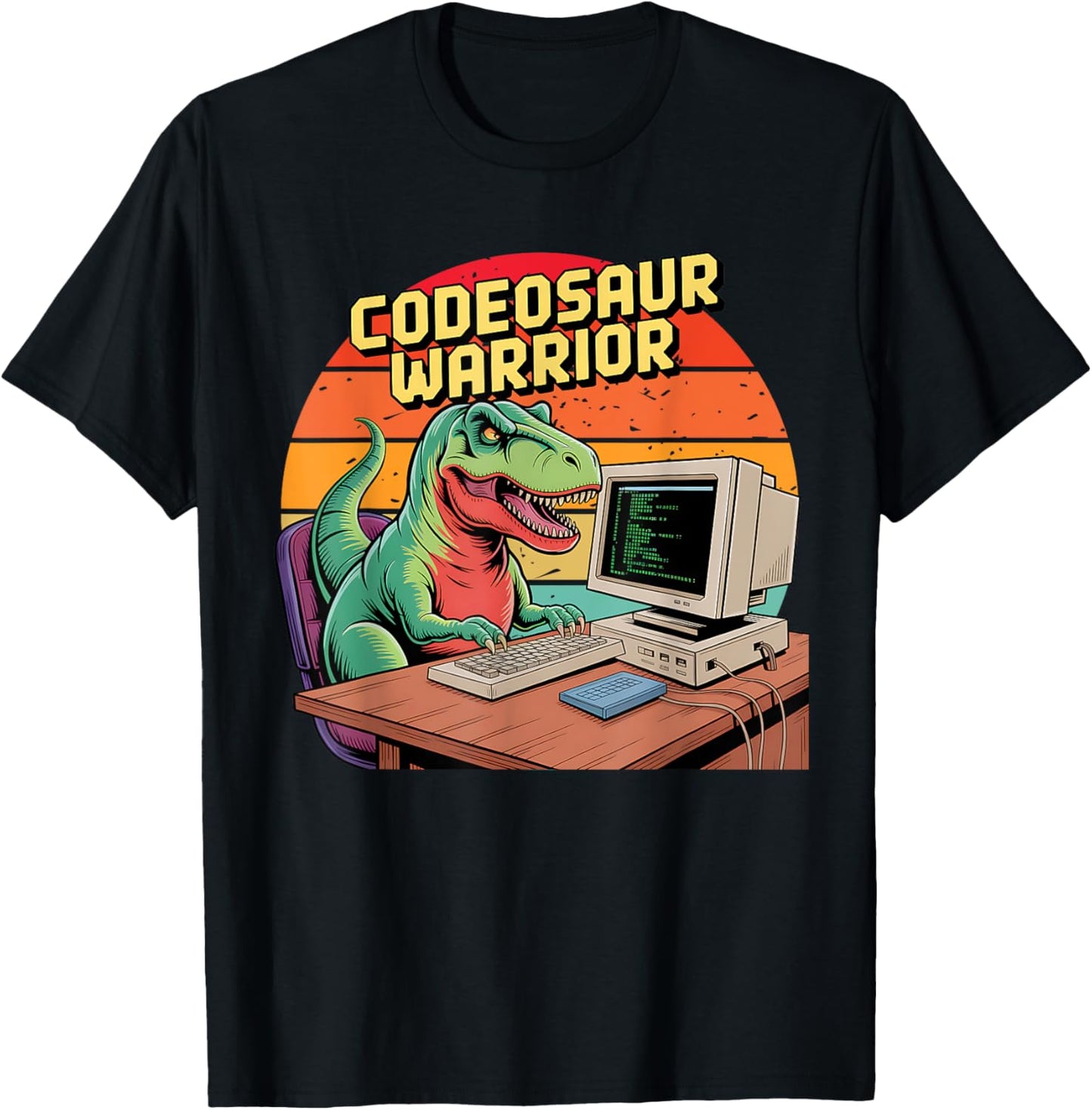 Funny Dinosaur Coding Codeosaur Warrior Programmers Vintage T-Shirt