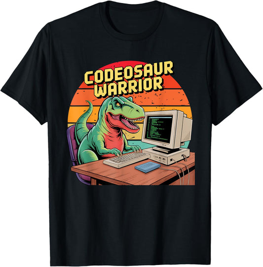 Funny Dinosaur Coding Codeosaur Warrior Programmers Vintage T-Shirt