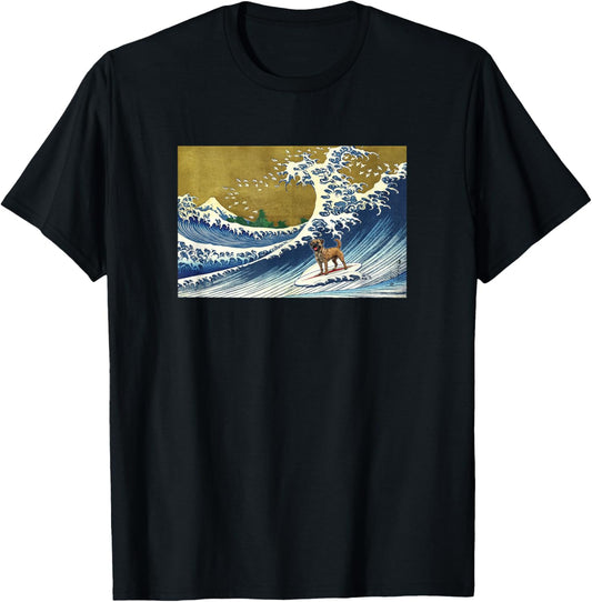 Funny Retro Vintage Surfing a Wave Border Terrier Lover T-Shirt