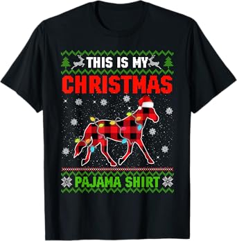 This Is My Christmas Lights Pajama Xmas Horse Lover T-Shirt