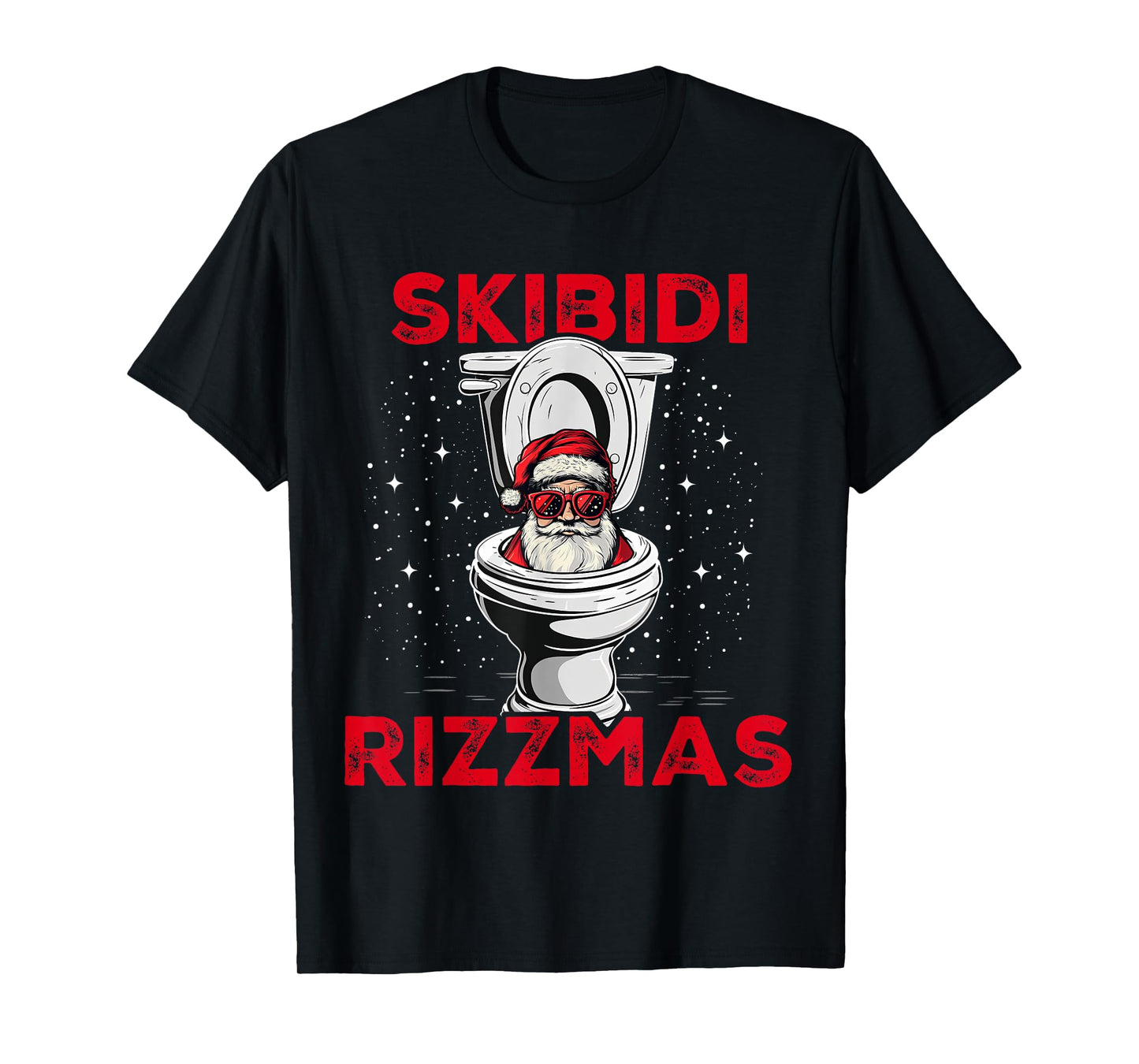 Skibidi Rizzmas Funny Santa Toilet White Elephant Christmas T-Shirt