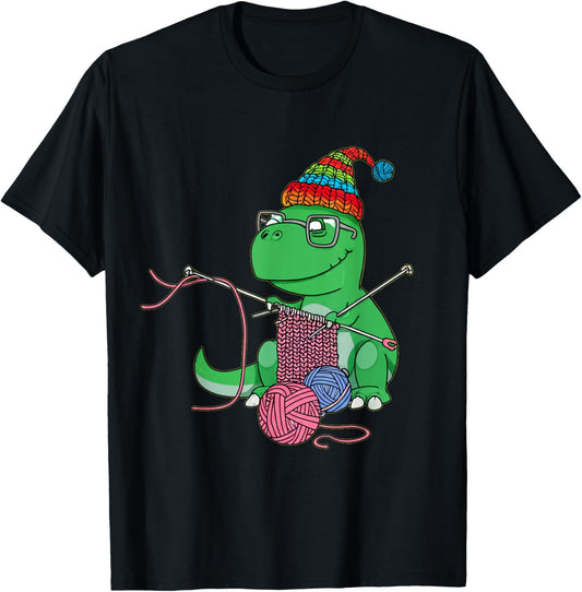 Knitting T-Rex Dinosaur - Funny Crochet Yarn Knitter T-Shirt