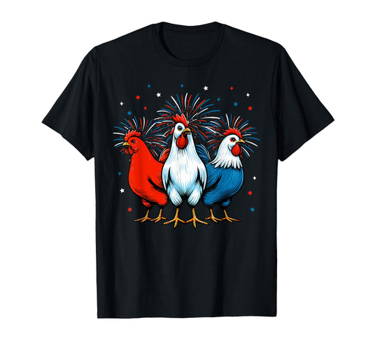 Funny 4th Of July Chickens Lover USA Flag Patriotic Chicken T-Shirt