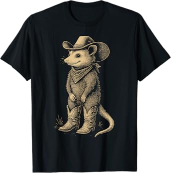 Opossum Wearing Cowboy Hat Funny Gifts Western Opossum Lover T-Shirt