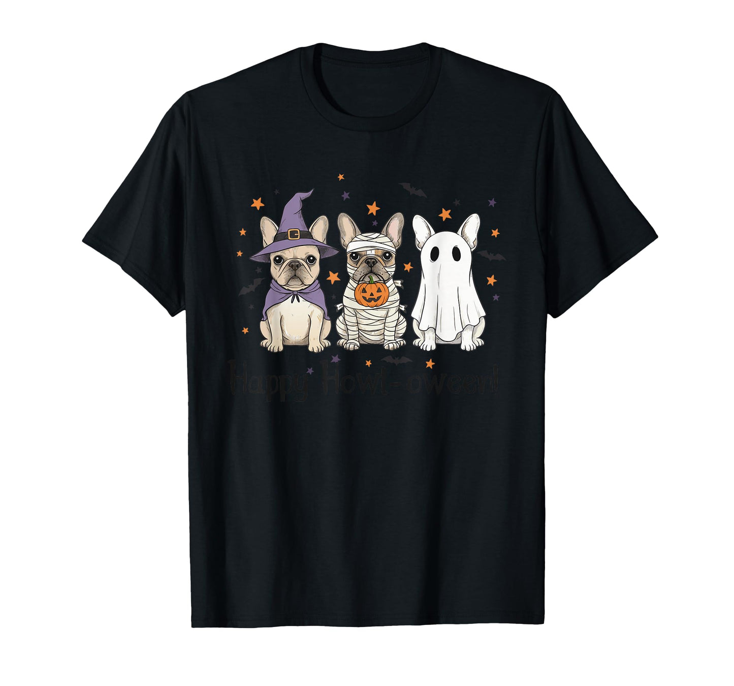 French Bulldog Halloween Happy Howl-oween Witch Mummy Ghost T-Shirt
