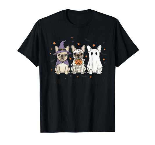 French Bulldog Halloween Happy Howl-oween Witch Mummy Ghost T-Shirt