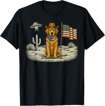 Golden Retriever 4th of July US American Flag Dog Patriotic T-Shirt
