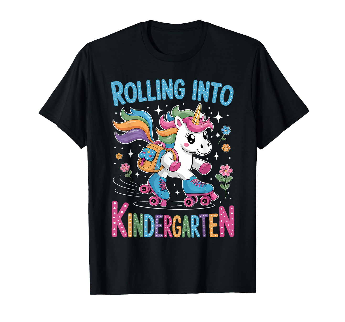Rolling Into Kindergarten Skate Unicorn Back to School Girls T-Shirt