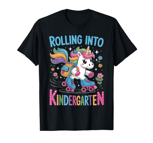 Rolling Into Kindergarten Skate Unicorn Back to School Girls T-Shirt