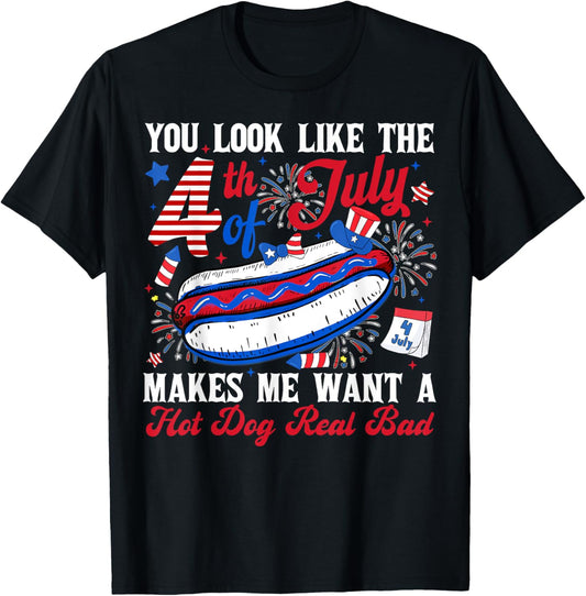 Funny You Look Like 4th Of July Hot Dog Wiener Men Women T-Shirt
