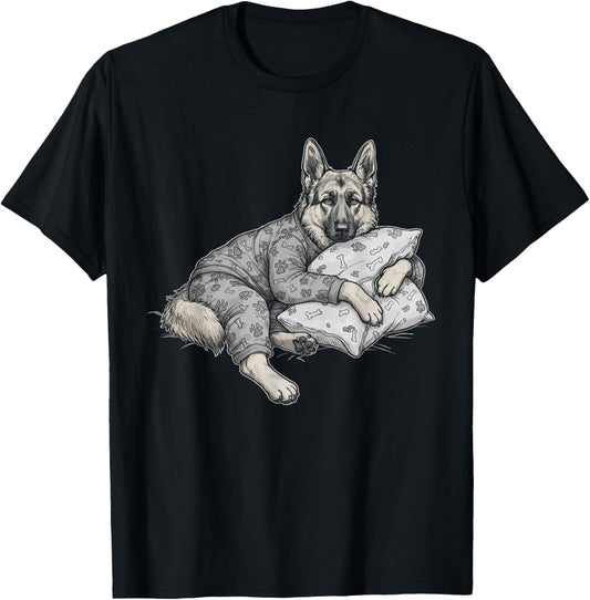 Funny Sleepy German Shepherd Dog Pajama Men Women Kids GSD T-Shirt