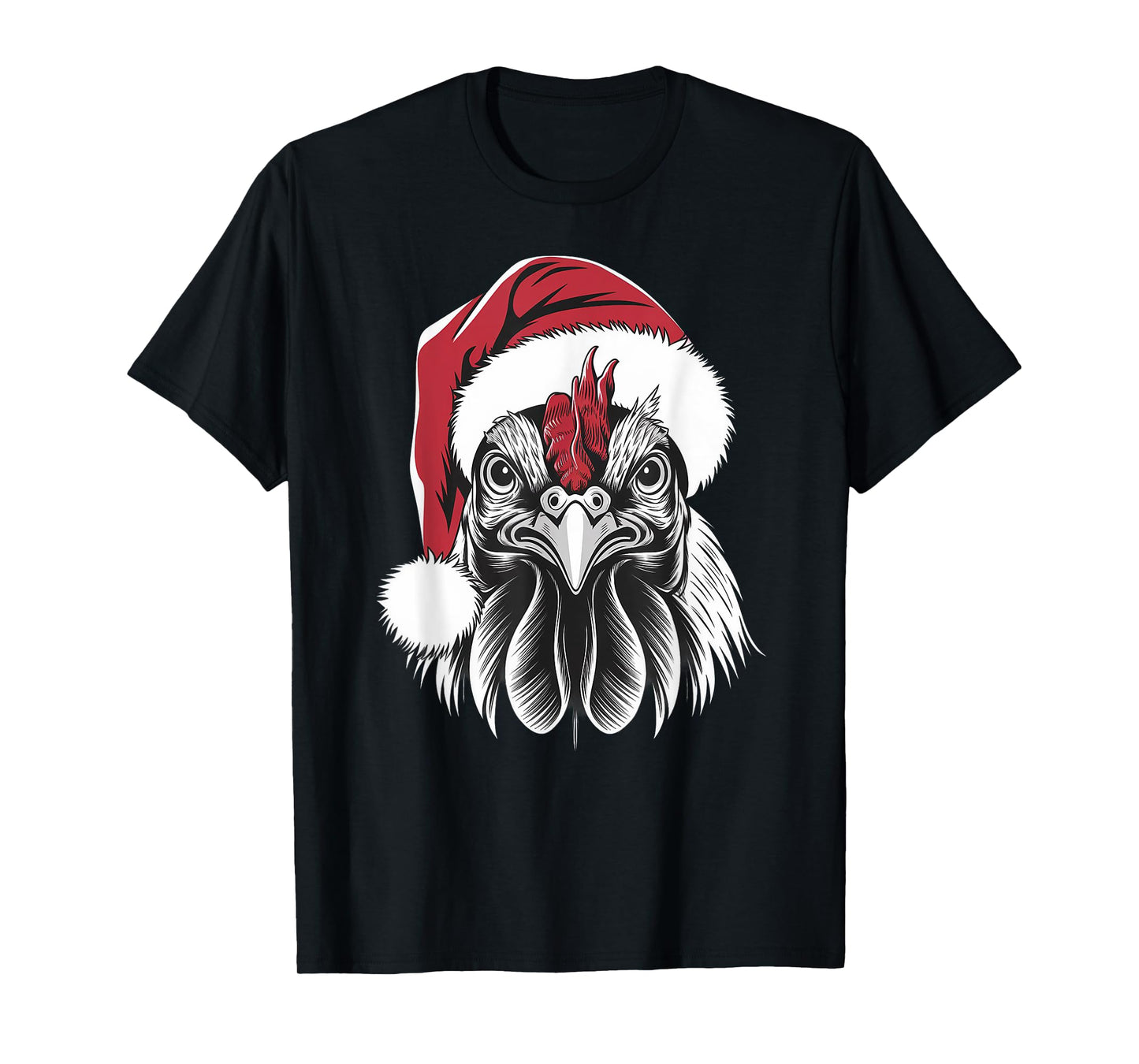 Joyful Rooster Santa on Rooster Christmas T-Shirt