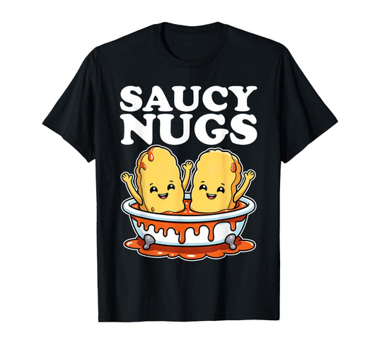 Funny Saucy Nugs Cartoon Food BBQ Sauce Chicken Nuggets T-Shirt