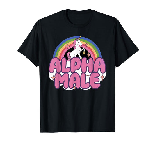 Alpha Male Rainbow Unicorn Funny Oddly Specific Dank Meme T-Shirt