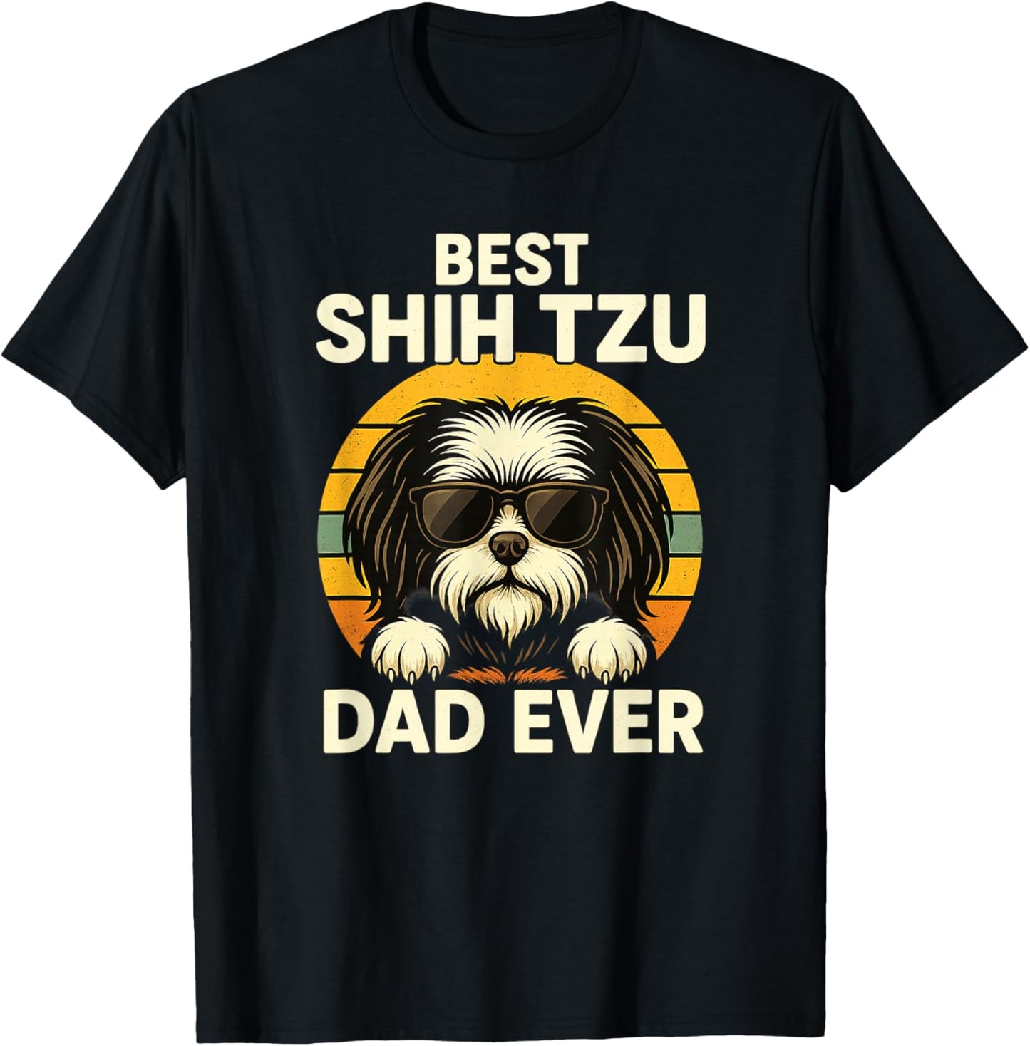 Best Shih Tzu Dad Ever Retro Dog Lover Design T-Shirt